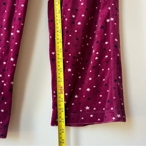 Nautica Women’s Pajama Pants Small S Burgundy Velour Star Print Lounge Sleepwear - Picture 5 of 6
